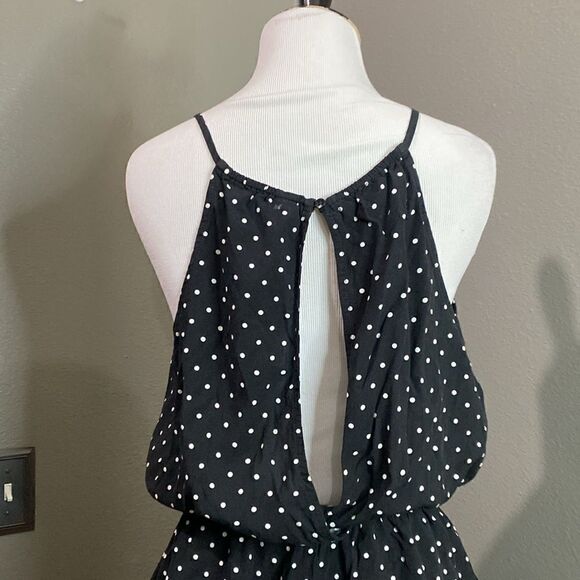 Old Navy Sleeveless keyhole Romper Black White Polka Dots - Picture 7 of 11